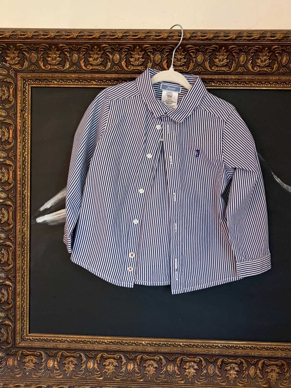 Jacadi Paris Classic Blue & White Striped Button-Up Shirt for Toddler Boy - 24m